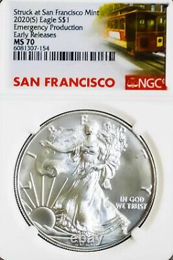 2020 San Francisco Set Pf70 S And Ms70(s) Silver American Eagle Trolly Labels