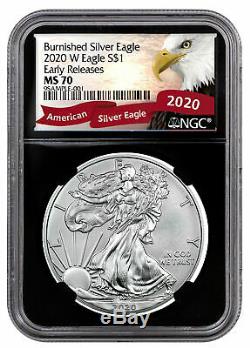 2020 W 1 oz Burnished American Silver Eagle $1 Coin NGC MS70 ER BC Eagle PRESALE
