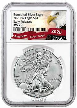 2020 W 1 oz Burnished American Silver Eagle $1 Coin NGC MS70 ER Eagle PRESALE