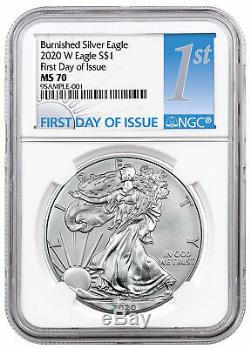 2020 W 1 oz Burnished American Silver Eagle $1 Coin NGC MS70 FDI PRESALE