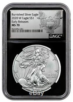 2020-W 1 oz Burnished American Silver Eagle $1 NGC MS70 ER BC Silhouette PRESALE