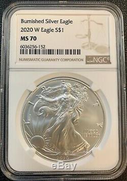 2020 W American Silver Eagle Burnished NGC MS70 Brown Label