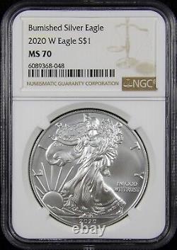 2020 W Burnished American Silver Eagle NGC MS70 Brown Label
