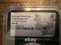 2020 W Burnished American Silver Eagle Ngc Ms 70 Fdi