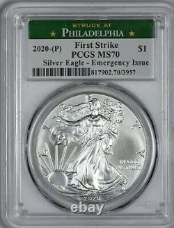 2020 (p) Silver American Eagle $1 Emergency Issue Pcgs Ms70 Philadelphia Fs