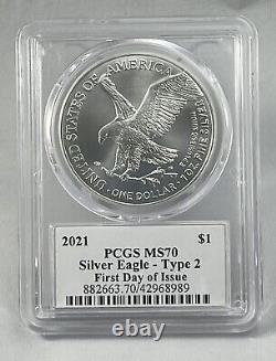 2021 $1 American Silver Eagle 1oz PCGS MS70 FDOI Thomas Cleveland Flag Label