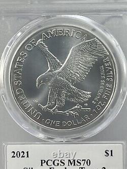 2021 $1 American Silver Eagle 1oz PCGS MS70 FDOI Thomas Cleveland Flag Label