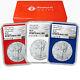 2021 $1 American Silver Eagle 3pc. Set NGC MS70 ALS ER Label Red White Blue