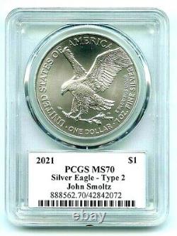 2021 $1 American Silver Eagle Type 2 PCGS PSA MS70 Legends of Life John Smoltz