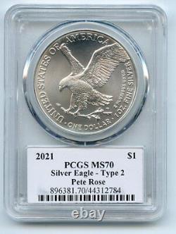 2021 $1 American Silver Eagle Type 2 PCGS PSA MS70 Legends of Life Pete Rose