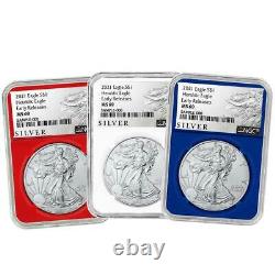 2021 $1 Type 1 American Silver Eagle 3pc Set NGC MS69 ER ALS Label Red White Blu