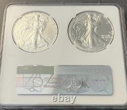 2021 $1 Type 1 and Type 2 American Silver Eagle Set NGC MS 70 1st Day of Issue