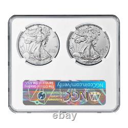 2021 $1 Type 1 and Type 2 Silver Eagle Set NGC MS70 ER T1 T2 Label