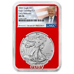 2021 $1 Type 2 American Silver Eagle 3 pc Set NGC MS70 ER Trump Label Red White