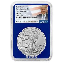 2021 $1 Type 2 American Silver Eagle 3 pc Set NGC MS70 ER Trump Label Red White