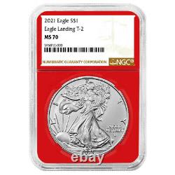 2021 $1 Type 2 American Silver Eagle 3pc Set NGC MS70 Brown Label Red White Blue