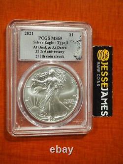 2021 American Silver Eagle Pcgs Ms69 Dusk And At Dawn 270th Coin Struck Type 2