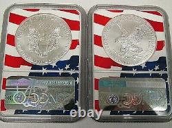 2021 American Silver Eagle S$1 Eagle T-1 and T-2 Production Set MS70