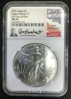 2021 American Silver Eagle Type 2 NGC MS70 FDOI Don Everhart Signed