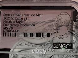 2021 American silver eagle emergency production three coin set. W, S, P NGC MS70