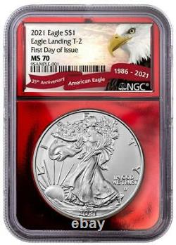 2021 NGC MS 70 Type-2 American Silver Eagle in 35th Anniversary Red Foil Label