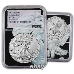 2021 NGC MS 70 Type-2 American Silver Eagle in Black Eagle Core