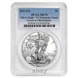 2021 (P) $1 American Silver Eagle PCGS MS70 Emergency Issue Blue Label