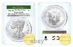 2021 (P) $1 Silver Eagle T1 Struck at Philadelphia PCGS MS70 First Day of Issue