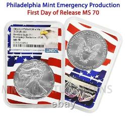2021 P Philadelphia $1 American Silver Eagle NGC MS70 Emergency FDOR Flag Core