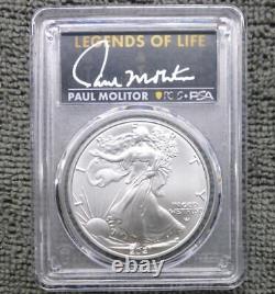 2021 PCGS MS 70 Type 2 American Silver Eagle Dollar, Paul Molitor Autographed