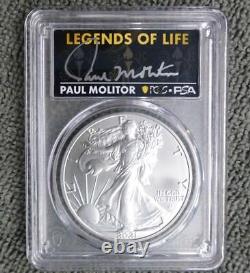 2021 PCGS MS 70 Type 2 American Silver Eagle Dollar, Paul Molitor Autographed
