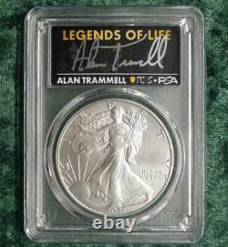 2021 PCGS MS70 Type 2 American Silver Eagle, Alan Trammell, Hand Autographed $1