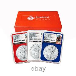 2021 (S) $1 American Silver Eagle 3 pc. Set NGC MS70 Emergency Production Black