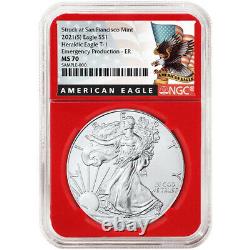 2021 (S) $1 American Silver Eagle 3 pc. Set NGC MS70 Emergency Production Black