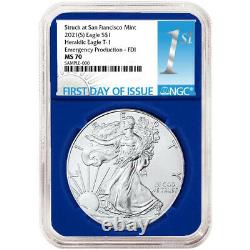 2021 (S) $1 American Silver Eagle NGC MS70 Emergency Production FDI First Label