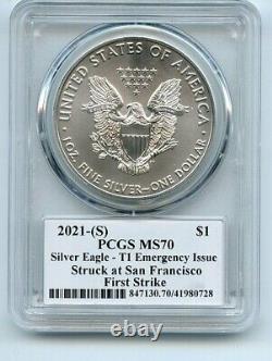 2021-(S) American Silver Eagle T1 Emergency Issue PCGS MS70 Leonard Buckley FS