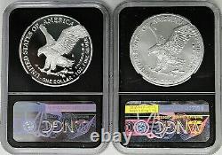 2021 S & (S) $1 Silver Eagle Type 2 Struck at SF 2 Coin Set NGC PF70 MS70 FDOI