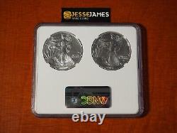 2021 Silver Eagle Ngc Ms70 2 Coin Set Both Type 1 & Type 2 Multiholder