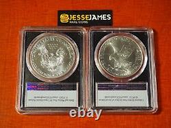 2021 Silver Eagle Pcgs Ms70 First Strike 2 Coin Set Both Type 1 & 2 Black Core