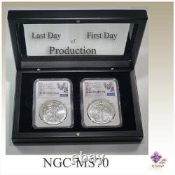 2021 Silver Eagle Set NGC MS70 First and Last Day of Production BU Spring9 Coins