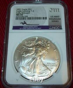 2021 Type 2 American Silver Eagle Coin Ngc Ms70 Er John Mercanti $1