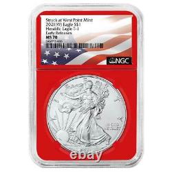 2021 (W) $1 Type 1 American Silver Eagle 3pc Set NGC MS70 Flag ER Label Red Whit