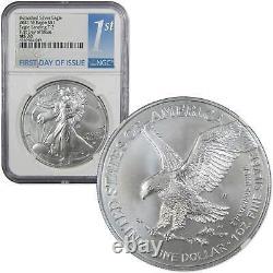 2021 W Type 2 Burnished American Silver Eagle MS 70 NGC $1 First Day of Issue