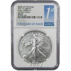 2021 W Type 2 Burnished American Silver Eagle MS 70 NGC $1 First Day of Issue