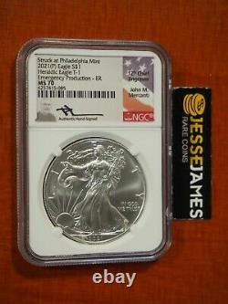 2021 (p) Silver Eagle Ngc Ms70 Mercanti Struck At Philadelphia Emergency Issue