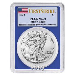 2022 $1 American Silver Eagle 3pc Set PCGS MS70 FS Flag Label Red White Blue