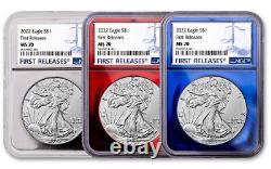 2022 $1 Silver Eagle NGC MS70 First Releases 3 Coin Set