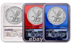 2022 $1 Silver Eagle NGC MS70 First Releases 3 Coin Set