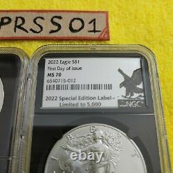 2022 American Silver Eagle NGC First Day of Issue MS70 2022special Edition label