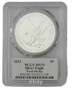 2022 Pcgs Ms70 Silver Eagle First Strike Signed Emily Damstra Black Flag Label